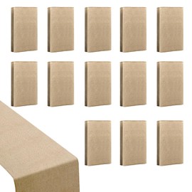 13 Pack Natural Burlap Table Runners 12" x 71" Inch Long, Rustic Jute Fabric Vintage Wedding Decorations, Brown Party Runner, Farmhouse Dinner Table Runner for Home Party Seasonal Event Decoration