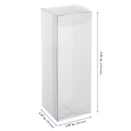 KEILEOHO 150 PCS 2 x 2 x 6 Inch Clear Favor Boxes, Rectangle Treat Boxes, Empty PVC Plastic Gift Boxes Cube Candy Boxes Transparent Present Box Containers for Macaron, Cookies, Chocolate