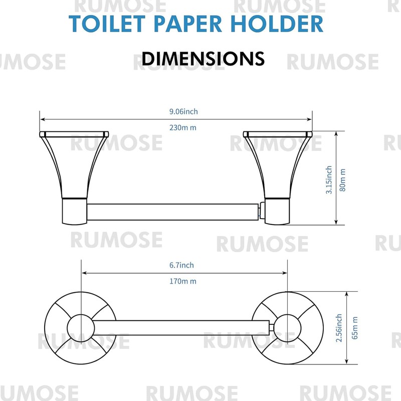 RUMOSE Toilet Paper Roll Holder Bathroom Flexible Pivoting Tissue Handle