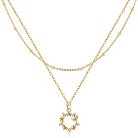 MJartoria 14K Gold Plated Gold Layered Necklace, Heart Butterfly Star Moon Pendant Necklace for Women, Dainty Jewelry Gifts for Mom, Wedding, Party, Daily Wear, 16''-18‘’, Copper, No Gemstone