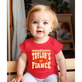 Go Taylor's Fiance Shirt for Women, Teens and Kids Funny Football Season Graphic Tee Vintage Red Shirt 2T