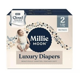 Millie Moon Diapers Sizes 1-6 Luxury Diapers COUCHES DE Luxe (Choose Size) (Size 2-96 Diapers (9lbs-18lbs))