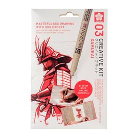 Sakura Creative Kit, 3 Pens, 3 x A6 Multi Media Paper Sheets (Samurai)