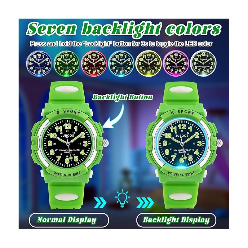 Juboos Kids Watch Analog for Boys Girls, Childrens Waterproof Soft