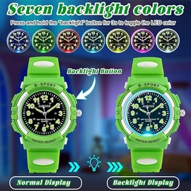 Juboos Kids Watch Analog for Boys Girls, Childrens Waterproof Soft Strap Kids Time Teaching Quartz Wristwatch for Ages 5-15