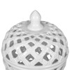 TREATLIFE HOME White Ceramic Lidded Jar with Lattice Design, Potpourri