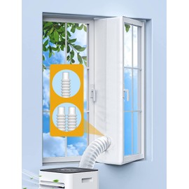 IKSTAR 300CM Portable AC Window Seal Kit for Casement, Crank & Skylight Windows – Universal No-Drill Waterproof Vent Kit with Flexible Zipper for Single & Dual Hose Air Conditioners