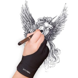 XP-Pen Tech AC01 Artist Glove Lycra Glove for Drawing Tablet Display LED Light Box Free Size（Black）