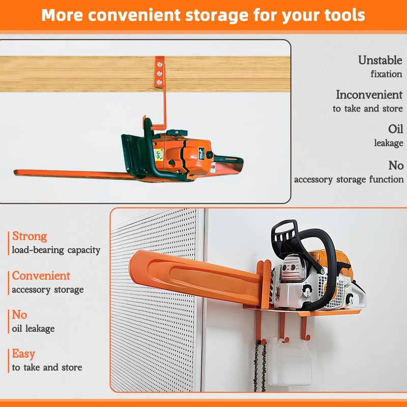 Taeoox Chainsaw Holder, Chainsaw Wall Mount for 12-20in Chainsaw Heavy
