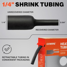 Dowire Heat Shrink Tubing 1/4" - Adhesive Lined - 3:1 Ratio - Waterproof Marine Grade Shrink Tube - Wire Shrink Wrap Tubing - Black - 25 Feet