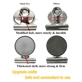 Ninth Five Strong Magnetic Clips - Heavy Duty Refrigerator Magnet Clips - 31mm Wide Scratch Safe - Clip Magnets Best for House Office School Use, Hanging Home Decoration, Photo Displays(12Pack)