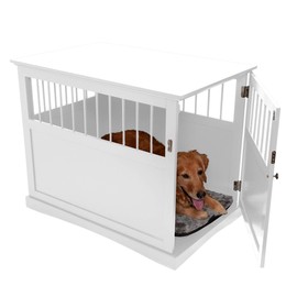 Furhaven Living Room End Table Dog Crate - White, Large