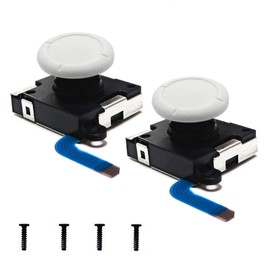 BRHE 3D Analog Joystick Joy-Con Replacement Left/Right Repair Kit Thumb Sticks Sensor with 4 âYâ Screws for NS Switch Joycon Controller and Switch Lite Console - 2 Pack (White)