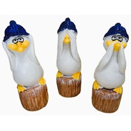 Generisch GRF 39.2980 Set of 3 Seagull See Nothing Hear Say Each, 11 x 5 x 4 cm, Sea Bird, Seabird, Maritime Decoration