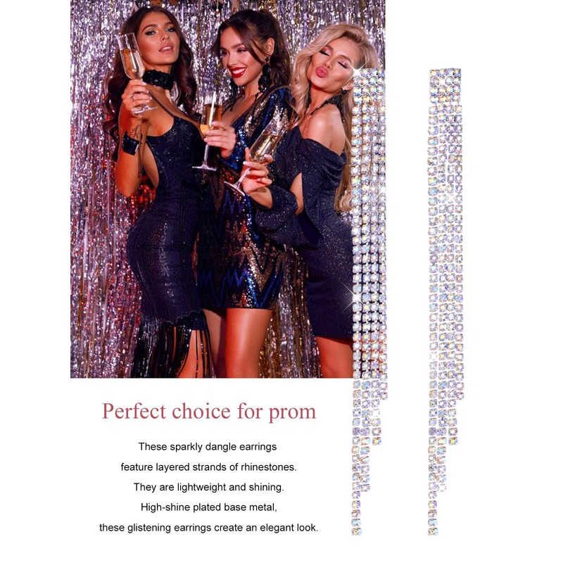 Focalook Filigree Chandelier Earrings. Elegant, Silver-Plated, Austrian Rhinestone, Statement Earrings