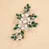 BERYUAN Silver Rhinestone Peacock Hairpiece - Green Crystal Teardrop Hair