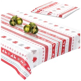 com-four® 4 x Tablecloths with Christmas Motif - Wipe Clean Approx. 80 x 80 cm - Festive Table Linen for Advent Wreath, Pyramid - Christmas Table Cloth Set (4 Pieces - X-Mas Design 2)