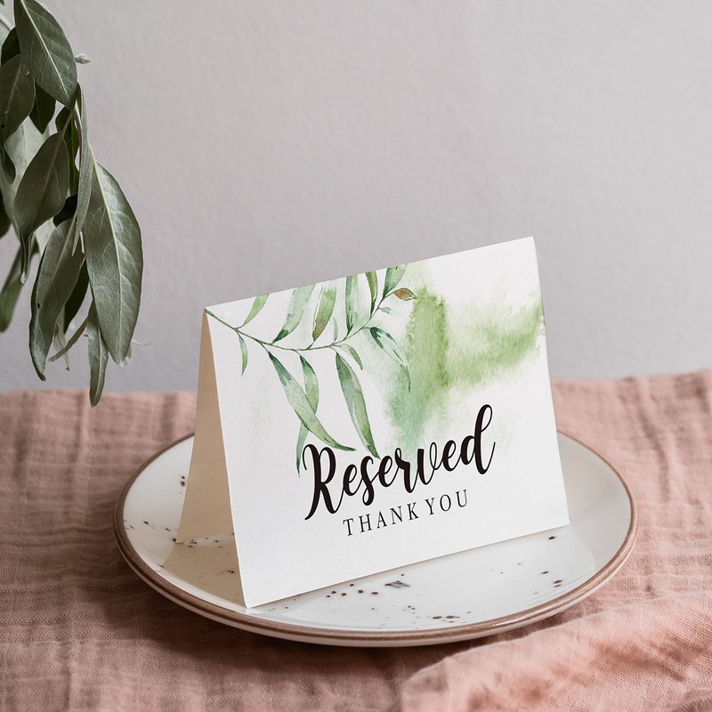 TENTADO Reserved Table Tent Card, 10 Pack, 4"x6", Green, Paper,