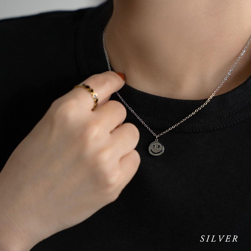 JewelVOX Women's Necklace, Short, Hypoallergenic, Surgical Stainless Steel, Smile, Sound