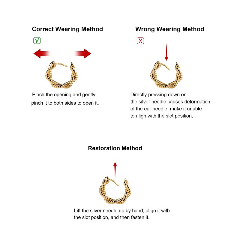 Teppdfann 18K Gold Plated Huggie Hoop Earrings - Twisted Texture