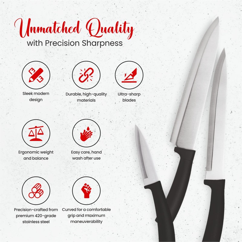 Cheer Collection Chef Knife Set (7 Piece) with Rotating Stand
