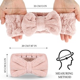 3 Pieces Hair Headband Headband to Wash Face for Women Makeup Spa Headband, Microfiber Bowtie Shower Headband for Women and Girls (Pale pink Color) r)