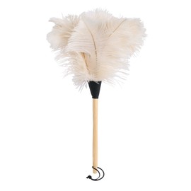 Redecker Ostrich Feather Duster with Varnished Wooden Handle, White, 19-3/4-Inches, Set of 2
