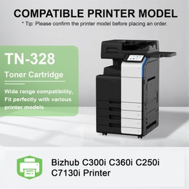 Myceke 2 Pack Compatible TN-328 Black Toner Cartridge: TN328 TN328K AAV8130 Replacement Toner Cartridge for Konica Minolta Bizhub C300i C360i C250i C7130i Printer, 28,500 Pages Each