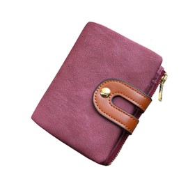 AOXONEL Women's Rfid Small Bifold Leather Wallet Ladies Mini Zipper Coin Purse id card Pocket,Slim Compact Thin (Purple)