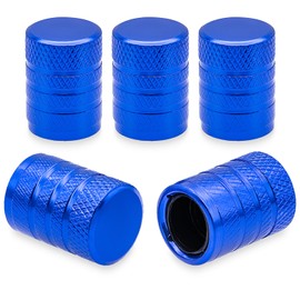 MEAJOO 5PCS Anodized Aluminum Tire Valve Stem Caps, Dustproof, Airtight Seal, Light-Weight, Universal Tire Valve Stem Covers for Cars, SUV, Trucks, Bikes, Motorcycles, Bicycles(Blue)