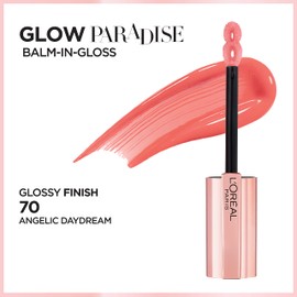 L'Oreal Paris Glow Paradise Balm-in-Gloss, Lip Balm, Non-Sticky Liquid Lip Balm with Pomegranate Extract & Hyaluronic Acid for Sensitive Lips, Dermatologist Tested, Angelic Daydream, 0.23 fl. oz.