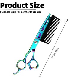 2 in 1 Hair Scissors with Comb, Professional Hair Cutting Scissors with Detachable Comb, Stainless Cutting Scissors, Hairdressing Scissors, Barber Haircut Thinning Shears, Hair Cutting Shears (Green)