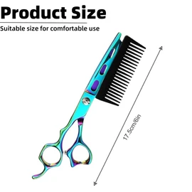2 in 1 Hair Scissors with Comb, Professional Hair Cutting Scissors with Detachable Comb, Stainless Cutting Scissors, Hairdressing Scissors, Barber Haircut Thinning Shears, Hair Cutting Shears (Green)