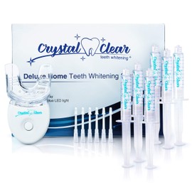 Teeth Whitening Kit - USA Dentists Recommended, Crystal Clear Teeth Whitening Kit, Professional LED Light, (6X) 5ml Gel Syringes and Tray 35% Carbamide Peroxide (Original)