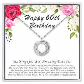 AM ANNIS MUNN 60th Birthday Gifts for Women, 925 Sterling Silver Six Circle Necklace for Women 6 Decade Jewelry for Women 60th Birthday Gifts Ideas Happy Birthday Necklace