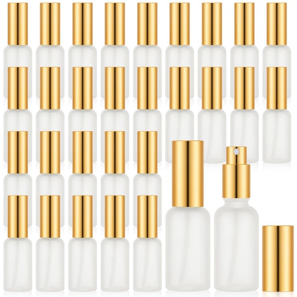 Roshtia 30 Pcs 1 oz Gold Glass Spray Bottle Refillable
