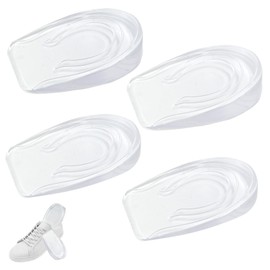 2 Paar Gel Fersenpolster Fersenkissen Fersenerhöhung, 1cm+2cm Transparente Schuheinlagen Erhöhung, Silikon Fersensporn Einlagen, Fersensporn Einlagen, Fersenkeil Schuherhöhung für Männer und Frauen