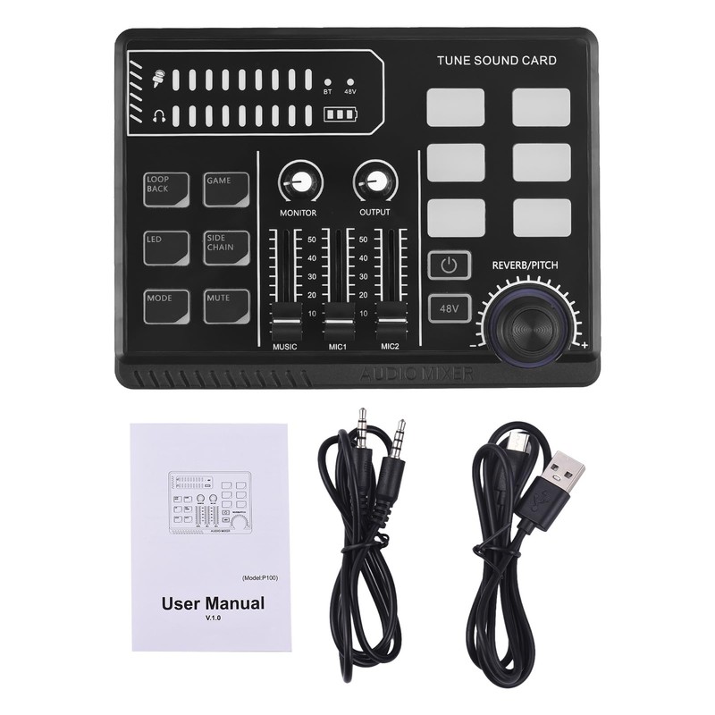 Btuty Audio Mixer for Games 48V Phantom Power Audio Interface