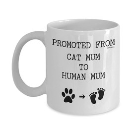 MIPOMALL New Mum Gifts, New Parents Gifts, Mummy and Daddy Mugs, Gifts for Mothers Day, Mum and Dad Mugs, Presents for New Parents, Christmas Cup - Promoted from Cat Mum to Human Mum MG0112