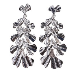 Leaf Earrings for Women, Flower Floral Leaf Tassel Earrings for Girls, Ginkgo Leaf Cluster Dangle Earrings Hypoallergenic, Bohemian Leaf Chandelier Drop Earrings,Flower Floral Petal Earrings(Silver)