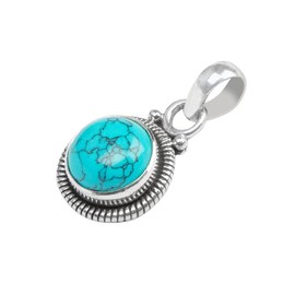 Turquoise Stone 925 Sterling Silver Pendant Necklace For Women Girls Gift, Natural Gemstone Pendant Necklace, Solitaire Pendant, Handmae Pendant