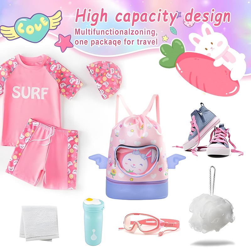 SilverChry Swimming Backpack Waterproof Children's Beach Backpack with Separation Shoe