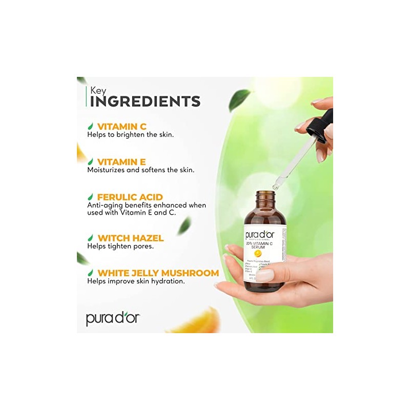 Pura D'or Vitamin C Serum, 4 Ounce