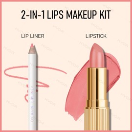 KYDA Lipstick and Lip Liner Set, Includes Velvet Lipstick + Matte Liner Pencil, Smooth Creamy Matte Lips Color, Lips Makeup Gift Kit for Old Women and Girls, Lipliner Combo, 08