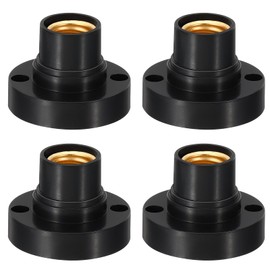 PATIKIL E14 Bulb Socket, 4pcs Round Screw Base Lamp Holder Light Replacement Bases for Halogen CFL Light Bulb, Black