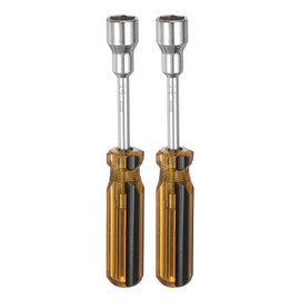 HARFINGTON 2pcs Metric Nut Driver 14mm 45# Carbon Steel Non-Magnetic 6 Point Hexagon Socket Wrench Screwdriver with Anti-Slip Handle for Auto Repair