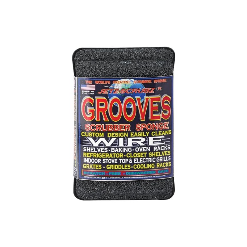 Jetz-Scrubz Grooves Scratch-Free Scrubber Sponge - Cleans Wire Shelves, Oven