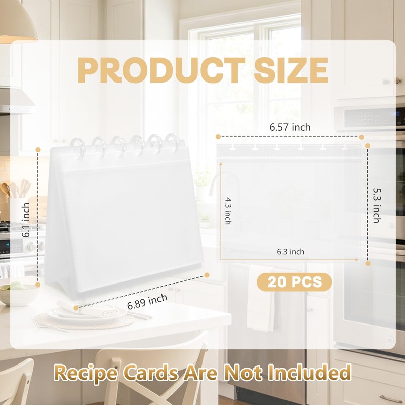 ATCYMI Recipe Holder Organizer Binder with 20 Double-sided Plastic Sleeves