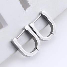 AFCJLTO 2 pieces silver hoop earrings for women, geometric earrings, hoop earrings, women's chunky hoop earrings, hypoallergenic earrings, mini thick hoop earrings, small, silver