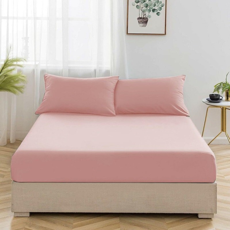 EV DEKOR® MF003 Extra Deep Fitted Sheet Double, Blush -